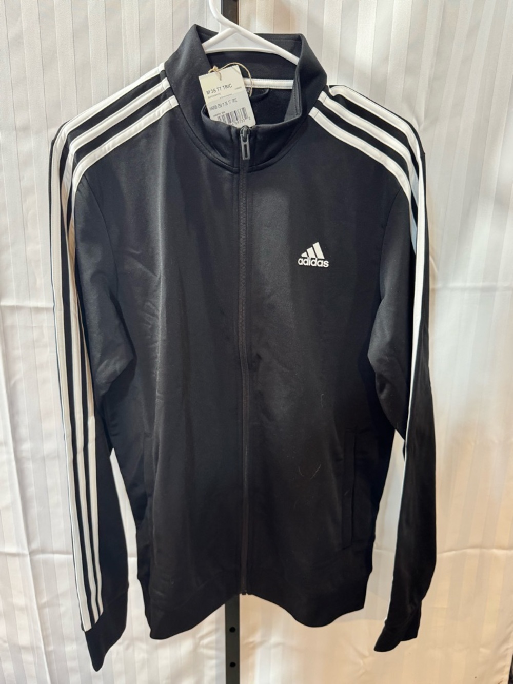 adidas Black Track Jacket with White Stripes